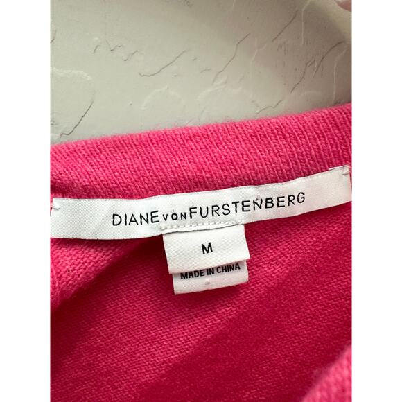 DIANE VON FURSTENBERG | Pink Wool Blend Sweater w/ Keyhole Back Bow | Size Medum - Picture 6 of 10